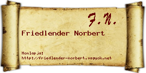 Friedlender Norbert névjegykártya